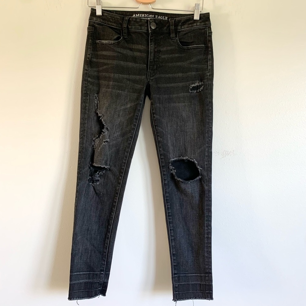 American Eagle Outfitters Black “Super Super Stretch” Denim Size 6
